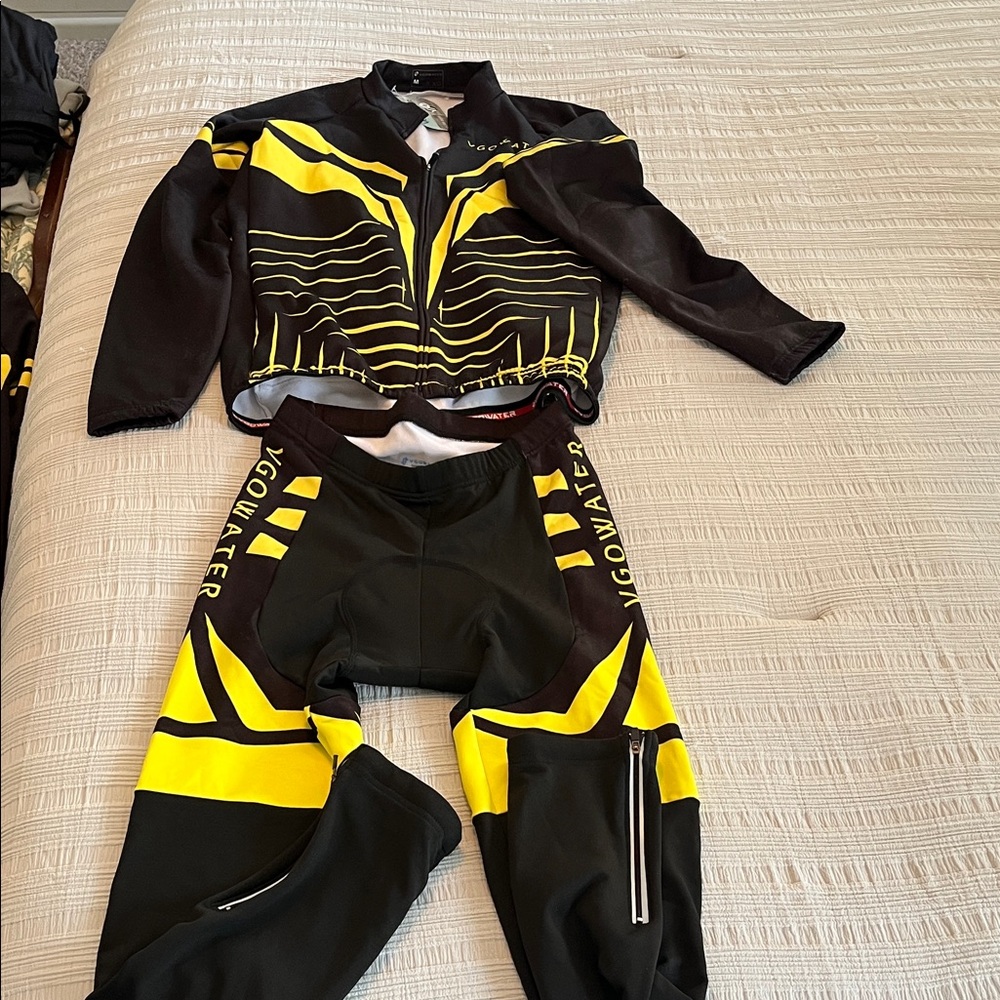 Men's Black and Yellow Racing Suit